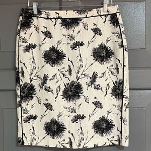Halogen Black & White Print‎ A Line Skirt Cotton Rayon Sz 10
